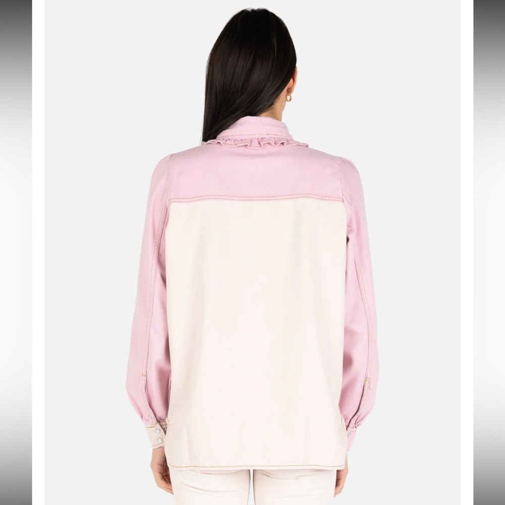 Blue B Collection Chic Pink and Cream Women's Blouse 💗 - Picture 3 of 14